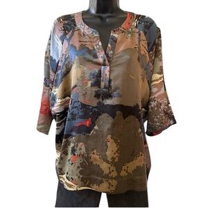 Devernois Abstract Print Silk Blouse